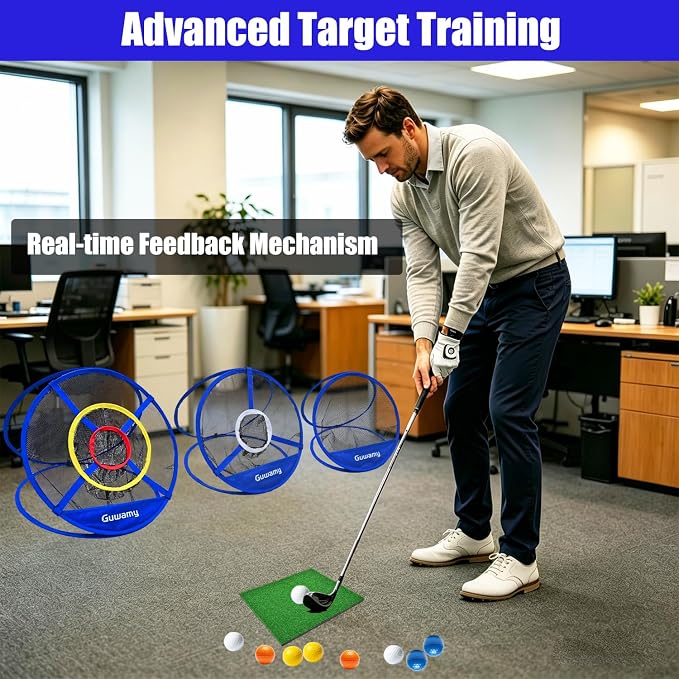 Set of 3 Golf Chipping Nets (3 Sizes) - Pop-Up Practice Targets for Indoor & Outdoor