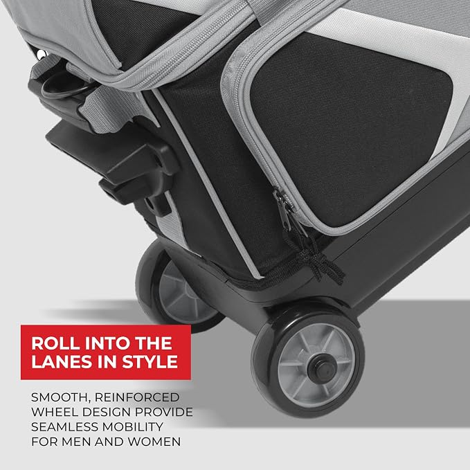 BSI Dash Roller Bowling Bag with Smooth Rolling Wheels, Padded Ball Compartment, Retractable Locking Handle, & Shoe Pocket