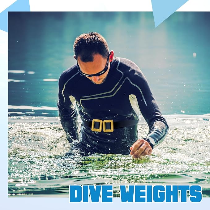 Tellegloww 4 Pcs 2.2 lb Dive Weights Belt for Scuba Diving Coated Dive Weights Nylon Dive Belt with 1 Metal Quick Release Buckle for Free Diving Spear Fishing