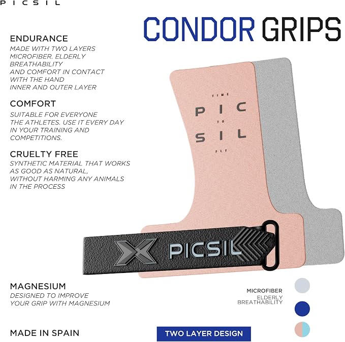 PICSIL - Condor Grips | Premium Hand Protection | Ideal for Cross Training, Gym & Calisthenics | Magnesium Enhanced Grip | Designed for Athletes of All Levels