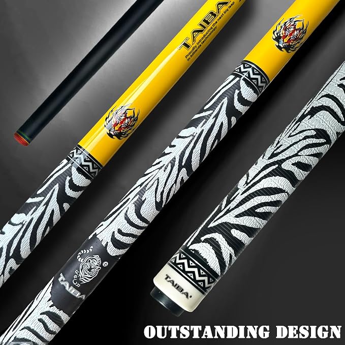 Tai ba cues 2-Piece Pool Stick Linen Wrap, 13mm Multilayer Leather Tip, 58", Hardwood Canadian Maple Professional Billiard Pool Cue Stick 18, 19, 20, 21 Oz (Selectable)