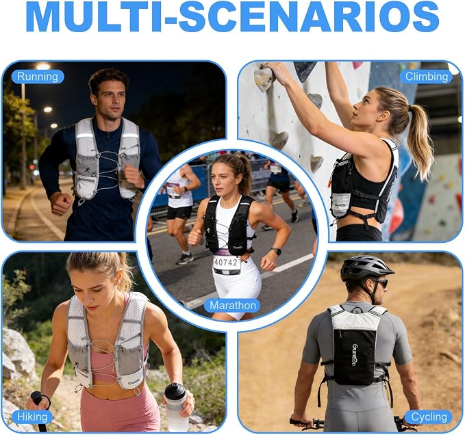 Running Vest with Adjustable Chest Straps for Women Men Hydration Vest for Marathon Jogging Hiking Cycling