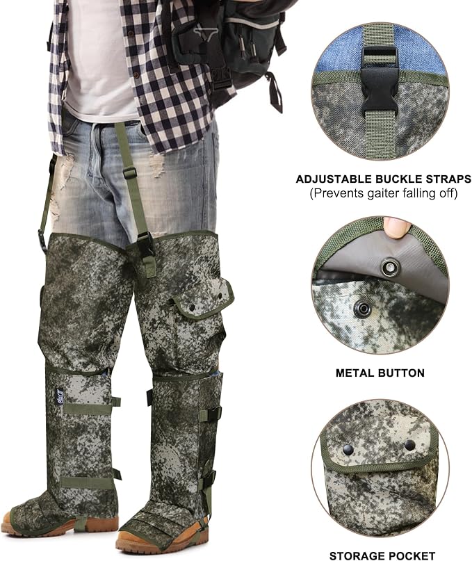 Snake Gaiters and Chaps for Men and Women - Waterproof Guards, Adjustable Protection for Legs