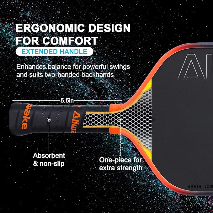 Professional Pickleball Paddles - T700 Raw Carbon Fiber with Foam Injected Edges for Expanded Sweet Spot - Control & Power Paddle for All-Level Players ﻿ ﻿