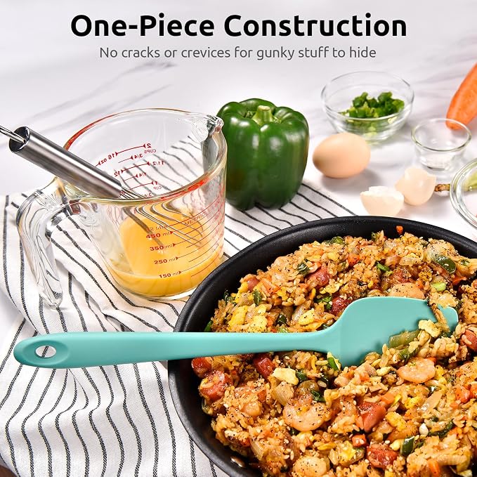 600ºF Heat Resistant Silicone Spatulas: U-Taste Upgraded Flexible Food Grade Silicon Baking Scraper, Sturdy Rubber Kitchen Cooking Mixing Utensils for Nonstick Cookware Set of 4 (Multicolors)