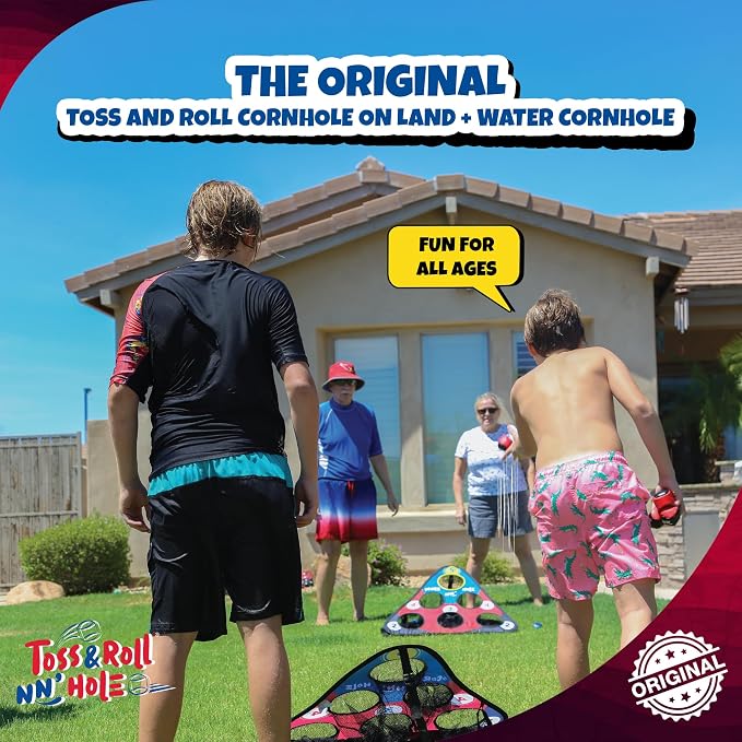 TOSS & ROLL NN' Hole - Portable Cornhole Game for Water or Land | for All Ages