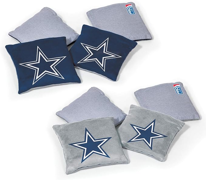 NFL Pro Football Dual Sided Bean Bags by Wild Sports, 8 Count, Premium Toss Bags for Cornhole Set - Great for Tailgates, Outdoors, Backyard