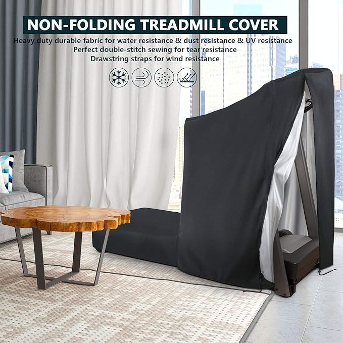 POMER Treadmill Covers, Dustproof Waterproof Non-Folding Running Machine Protective Cover with Zipper - Ideal for Indoor Outdoor Home Treadmill Use