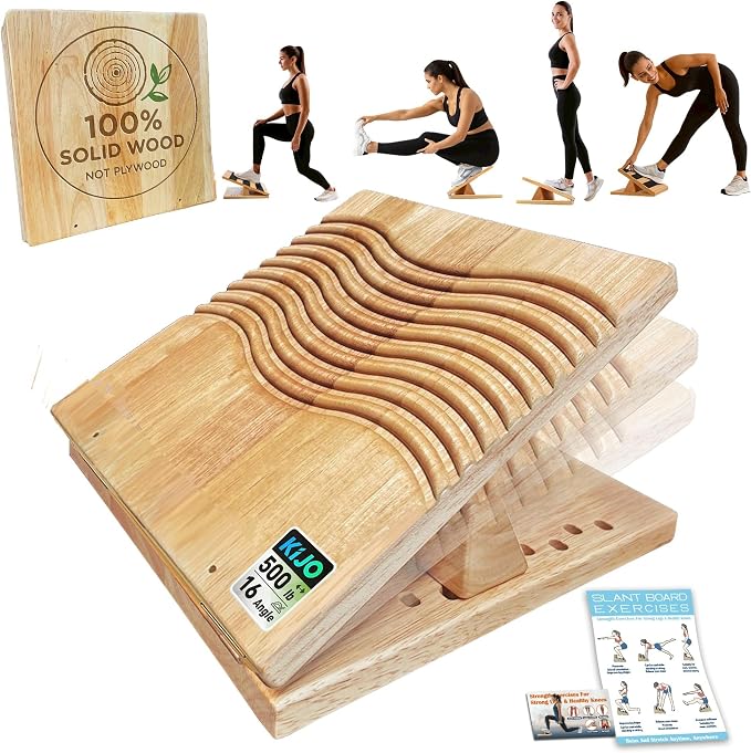 Family-Safe Non-Slip Solid Wooden Slant Board | Professional Incline Board for Seniors' Rehab, Kids' Balance & Calf Stretching