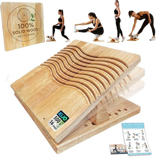 Family-Safe Non-Slip Solid Wooden Slant Board | Professional Incline Board for Seniors' Rehab, Kids' Balance & Calf Stretching