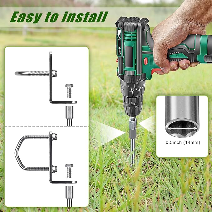 Insaga 18''/24''/30'' Ground Anchors Screw in Earth Anchor Solid Steel with L Bracket for Trampoline Mobile Home Swing Set Shed Carport Tent Stakes, Wider Helix Blade & Chrome Plated Finish, 2/4/6Pcs