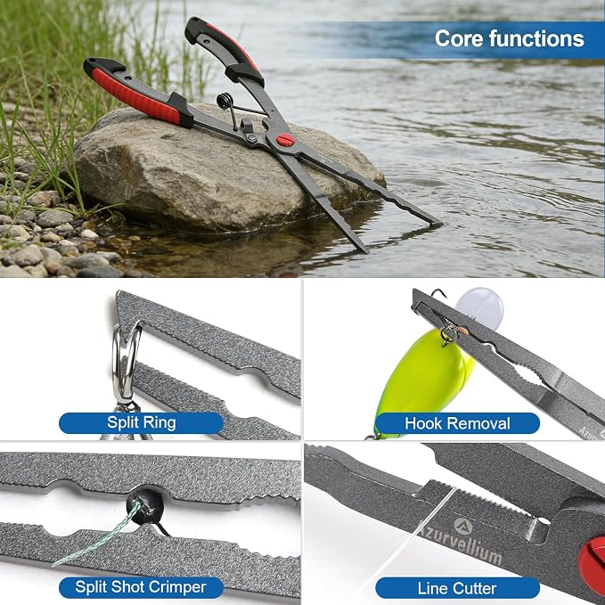 Fishing Pliers Kit 3 in 1 Fishing Tools Set with Long Nose Fishing Pliers Teflon Coated Needle Nose Pliers and Fishing Scissors Stainless Steel Fishing Tools for Saltwater Freshwater