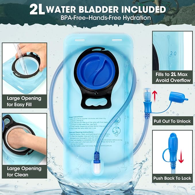 RAINSMORE Hydration Backpack with 2L Water Bladder, Lightweight Running Vest for Men Women, Adjustable Water Chest Pack for Hiking, Cycling, Marathon