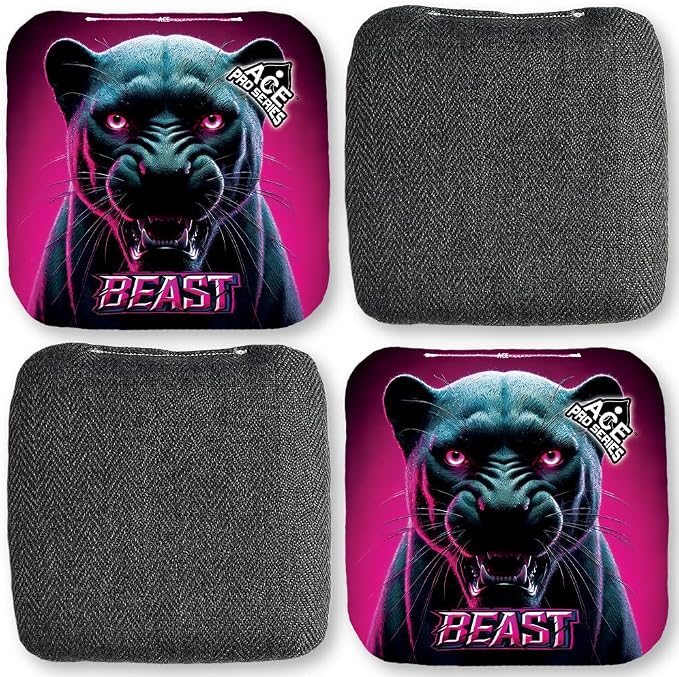 CornholeAce PRO Beast Carpet Cornhole Bags (Set of 4) | Herringbone Fabric, Waterproof, Plastic Resin Filled, Dual Sided, Professional, Regulation Size, 6x6, 16oz, Made in USA