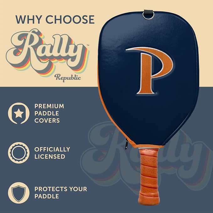 Officially Licensed Collegiate Pickleball Paddle Cover - Lightweight PU Leather Material - Durable Foam Interior Protection with Zippered Closure - Fits Most Paddles on the Market