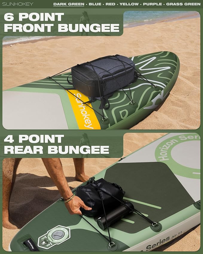 11'×34'' Extra Wide Inflatable Paddle Board with Seam Welded Technology, Stand Up Paddle Board, 420lb Capacity for Adults, Sup Board for All-Level with 2-Blade Paddle/Dual-Action Pump/Leash