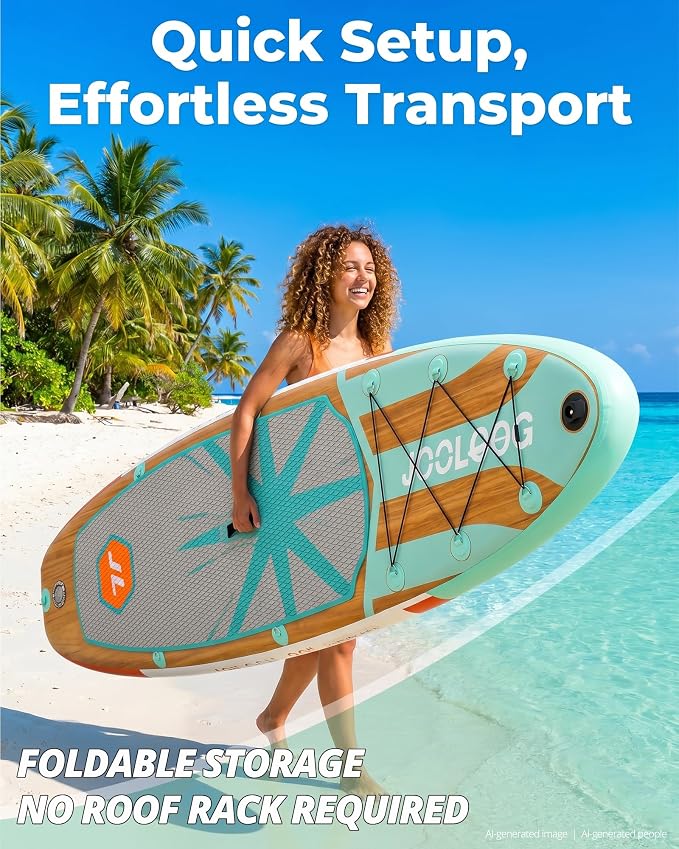 Inflatable Stand Up Paddle Board with Seat, 10'6"/10'5" SUP 440LBS, Recreational Paddleboard for Adults Beginners, Blow Up Paddle Board with Fishing Design, Camera Mount, Cooler Bag & Full Accessories