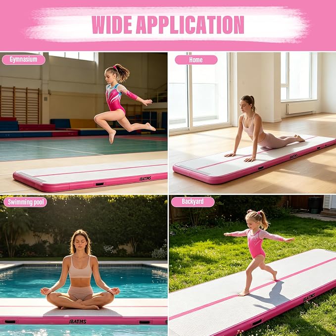 IBATMS Air Tumbling Mat Track 10/13/16/20ft, Inflatable Gymnastics Mat