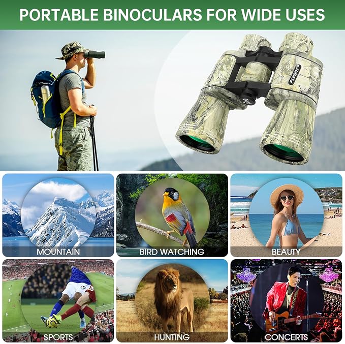 20x50 High Powered Binoculars for Adults, Waterproof Binoculars with Low Light Vision for Bird Watching Hunting Camping Travel Cruise Hiking Sports Stargazing, Unique Gifts for Men