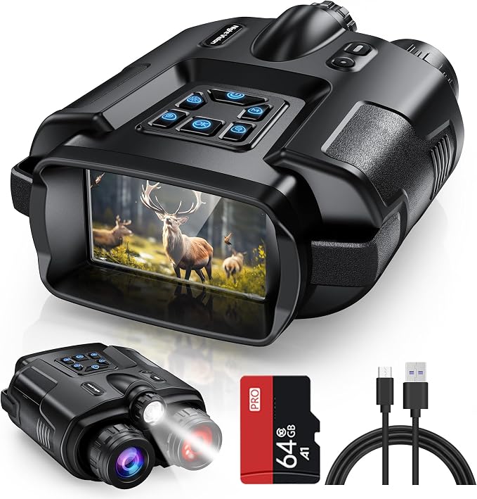 Diyimin 4K Night Vision Goggles for Adults, 2000FT Infrared Night Vision Binoculars with Tactical Light, 8X Digital Zoom for Outdoor, Camping and Travel
