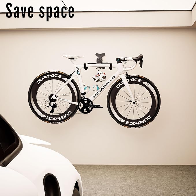 Bicycle Wall Mount Bike Rack Garage Wall Mount Bike Hooks Garage Bike Storage Rack for Indoor Home Horizontal Bicycle Wall Hanger Heavy Duty Metal Bike Holder for Road Mountain Hybrid Bikes
