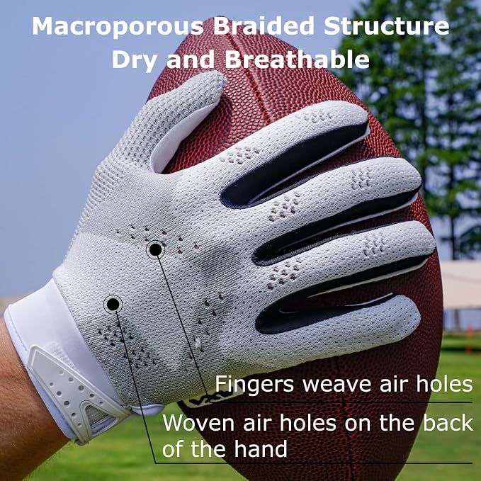VXW Gripboost Football Gloves for Youth Adult, Super Sticky Grip Palm Pad for Receiver, Lineman, Rider