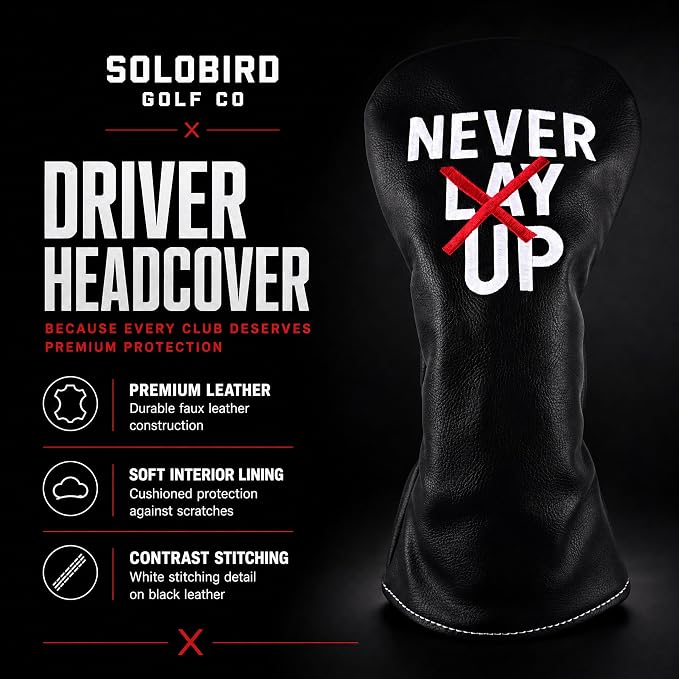 Golf Driver Headcover - 3 Wood Head Cover - Golf Headcover - Leather - Never Lay Up - Solobird Golf Headcover - Golf Club Cover
