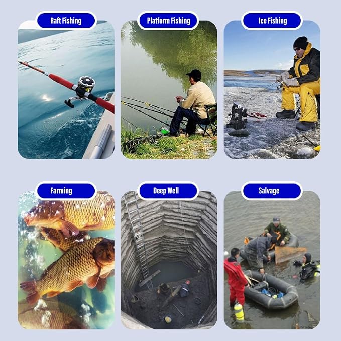 Underwater Fishing Camera with 30m/98ft Cable, IP67 Fish Finder Camera with 4.3" Monitor, IR Lights, 5000mAh Rechargeable Battery, Portable Fishing Camera for Lake, Boat, Ice Fishing