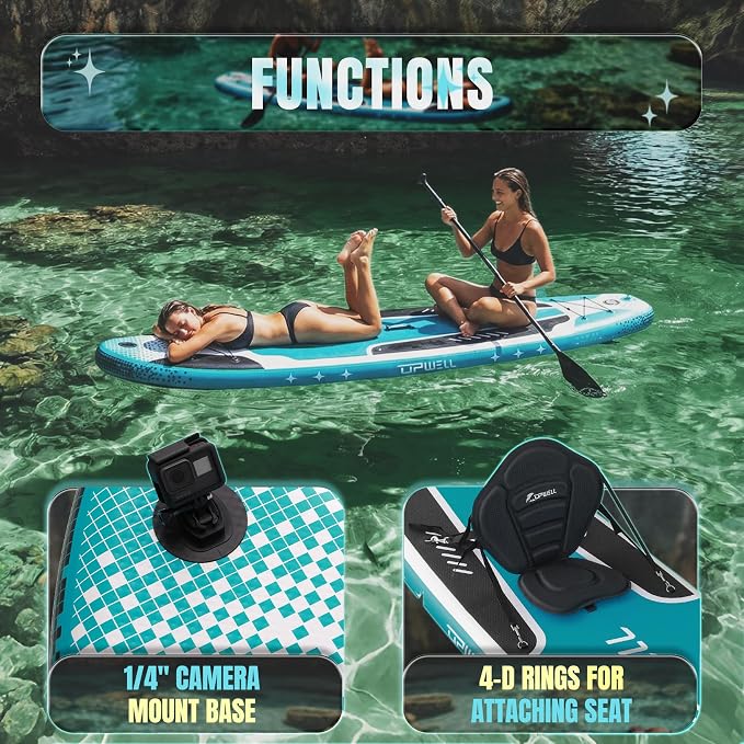 UPWELL 10'6"/11'/11'6" Inflatable Paddle Board, Stand Up Paddlboard for Youth & Adults, Stable Design, Premium SUP Accessories, Backpack, Leash, Hand Pump, Fins