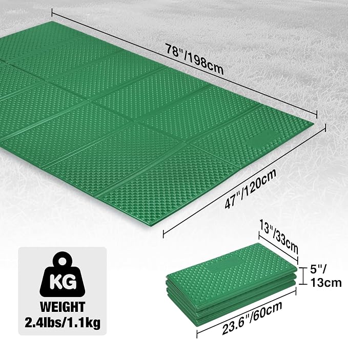 REDCAMP Foldable Foam Camping Pads for Sleeping, Waterproof Closed Cell Foam Camping Sleeping Pad - Ultra-Lightweight for Hiking & Backpacking, R-2.1 Insulated, Royal Blue/Grey/Green/Brown/Khaki