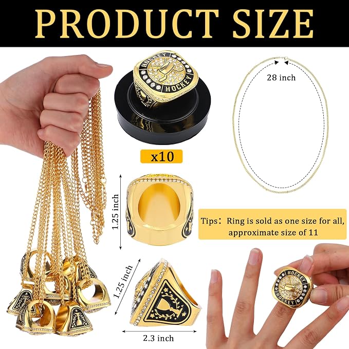 Highergo 10 Pcs Basketball Softball Baseball MVP Dancer Champion Trophy Ring with Display Stand Star Football Soccer Volleyball Golf Cheerleading Bowling Track Field