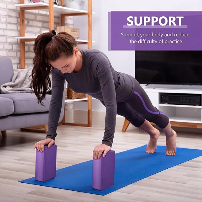 10 Pcs Yoga Blocks Eva Foam Blocks Supportive Yoga Brick Soft Non Slip Gymnastic Blocks Lightweight Dance Blocks for Stretching Accessories for Women, Pilates, Meditation (Purple)