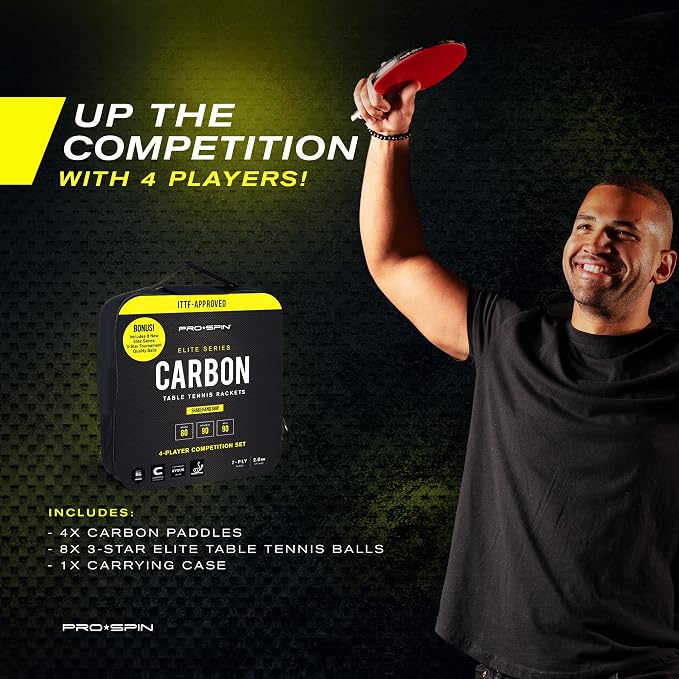 PRO-SPIN Ping Pong Paddles – ITTF Approved Professional Table Tennis Rackets with Carbon Fiber for Superior Control | 7-Ply Blade, Premium Rubber, 2.0mm Sponge