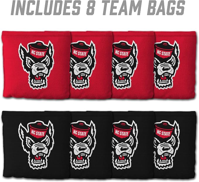 YouTheFan Officially-Licensed NCAA Set of 8 Cornhole Bags - All Weather Dual Sided Slide & Stop - Regulation Size with Carry case