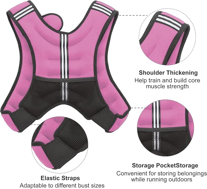 ZUETK Weighted Vest, 6lb/8lb/12lb/16lb/20lb/25lb/30lb Weight Vest with Reflective Stripe, Weighted Vest for Men Women Workout Equipment for Strength Training, Running, Jogging, Fitness, Weight Loss