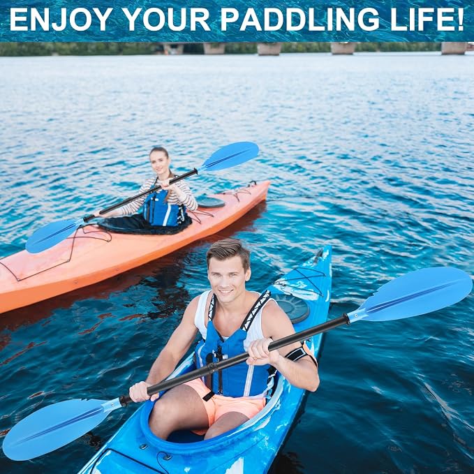 Kayak Paddles with Paddle Leash, Kayaking Oars 70in/178cm-97in/246cm Kayaking Canoeing Boating for Surfing Oar Fishing Lightweight Paddling Blades Kayak Paddles for Adults Heavy-Duty and Durable
