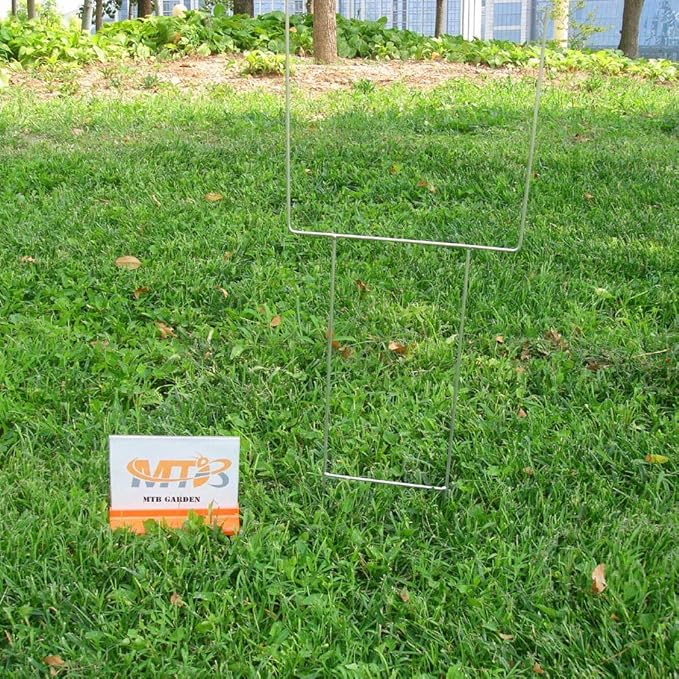 H Frame Wire Stakes 30 x10 inch 9 Gauge Galvanized Wire -Yard Sign Stakes Fit for 4mm, 5mm Corrugated Signs, Heavy Duty Metal Step Stakes, Pack of 10