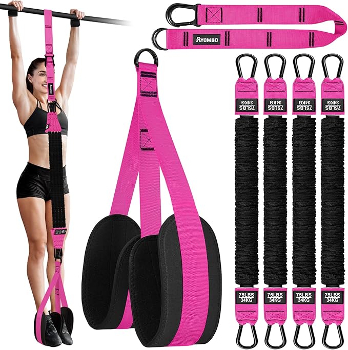 Ayombo Pull Up Assistance Bands, Resistance Bands for Pull Up Bar Workout, Adjustable Heavy Duty Pull Up Assist Equipment with 4 Assistance Bands, Home Gym Fitness Exercise Strength Training