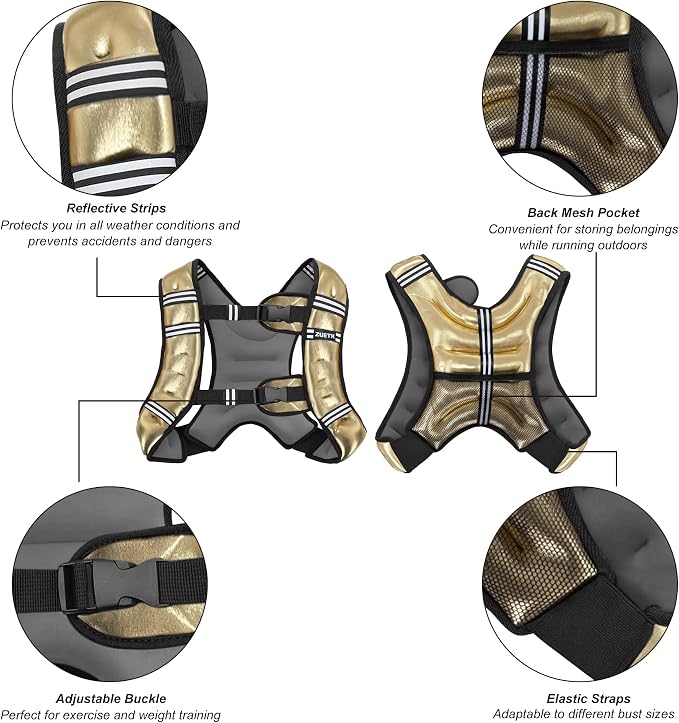 ZUETK Weighted Vest, 6lb/8lb/12lb/16lb/20lb/25lb/30lb Weight Vest with Reflective Stripe, Weighted Vest for Men Women Workout Equipment for Strength Training, Running, Jogging, Fitness, Weight Loss