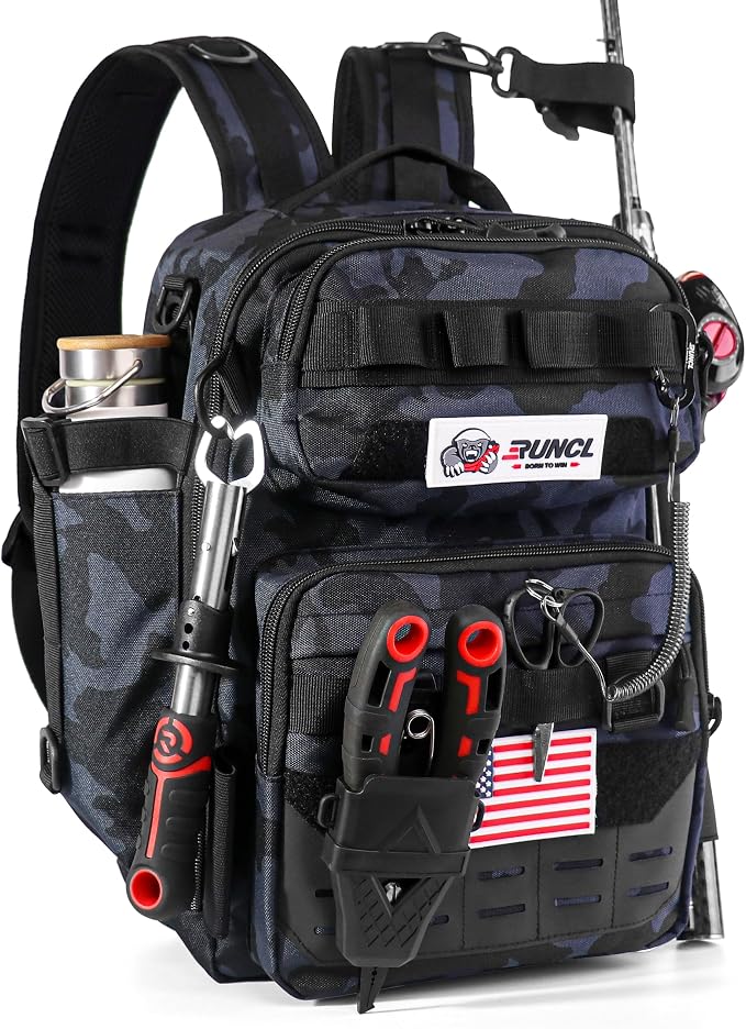 RUNCL Fishing Tackle Backpack | Lightweight Portable Gear Bag, Soft & Comfortable All Day Carry Design, Large Capacity Multi-Pocket Organizer Storage