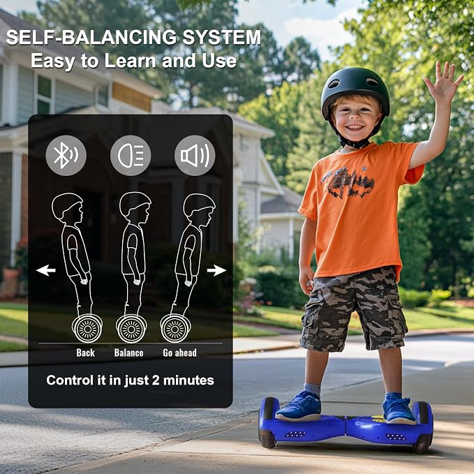 Kids Scooter with Bluetooth Speaker & Corlorful LED Lights, Dual 250W Motor 7.5 Mph Speed, Gifts for All Ages