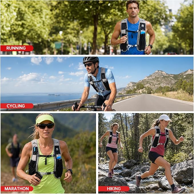 GymCope Running Vest for Women and Men, Lightweight Hydration Backpack with 500ml Soft Flask and 1.5 L Hydration Bladder, Running Hydration Vest for Marathon, Hiking, Trail and Road Running