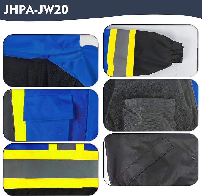 High Visibility Winter Safety Jackets for Men Waterproof-Warm Reflective Jackets Fleece Lining for Work Construction