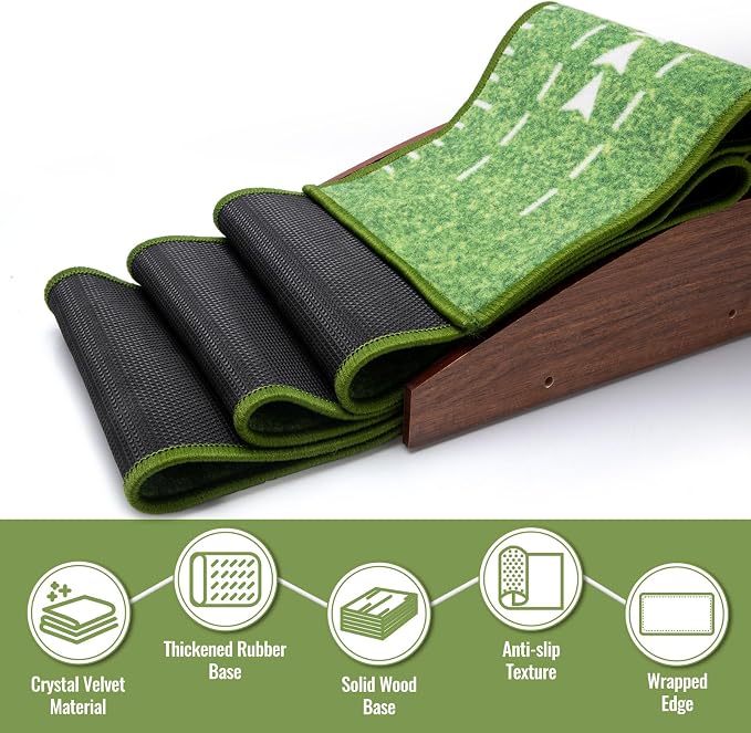 Putting Green Indoor,Golf Putting mats Practice Indoor,Wrinkle-Free Golf Mat with Auto Ball Return -Luxurious Velvet Surface Durable Solid Wood Base -Ideal for Home, Office, and Outdoor