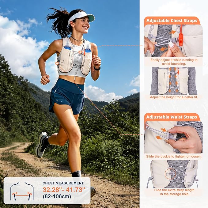BECOJADDE 5L Running Vest for Women, Hydration Backpack Lightweight & Breathable for Trail Running, Marathon, Hiking, Cycling