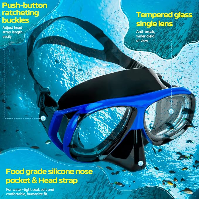 Nearsighted Snorkel Gear, Nearsighted Dry Snorkel Mask Set for Adult Youth, Nearsighted Anti Fog Diving Mask with Detachable Camera Mount & Adjustable Strap for Scuba Diving, Snorkeling, Freediving
