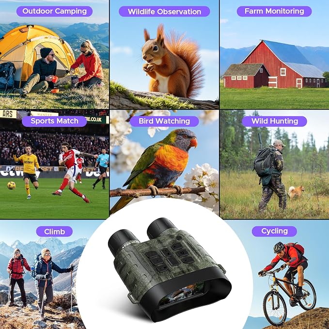 Night Vision Goggles, 4K Night Vision Binoculars, 112MP Infrared Binoculars, 12X Digital Zoom 5000mAh Rechargeable Battery with 64GB Card, External Flashlight 1500ft View Range Tech Gadgets Telescope