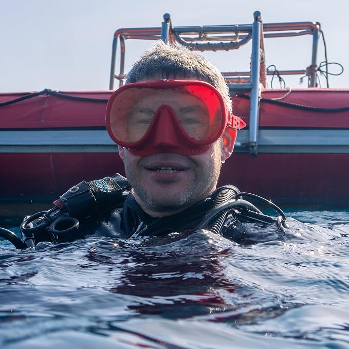 Spartacus Frameless Dive Mask, Ultra-Clear Low-Iron Glass, Wide View, Low Volume, 100% Silicone Skirt