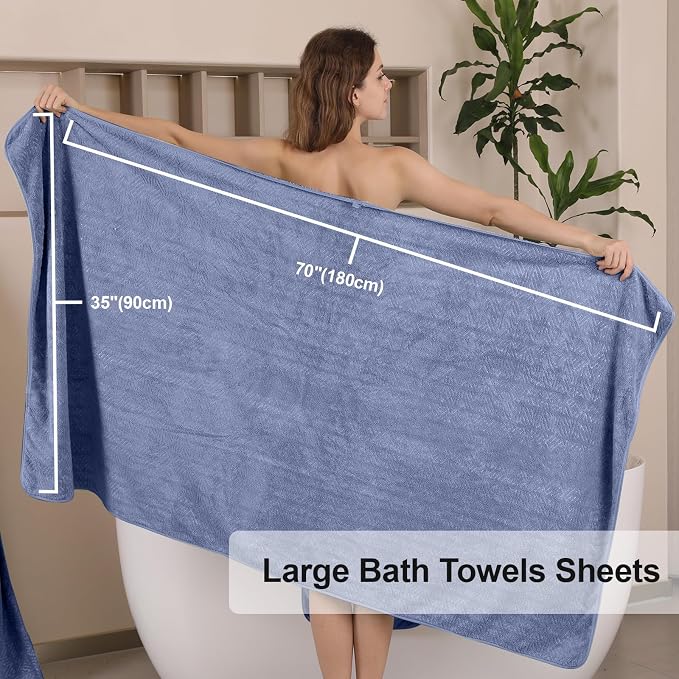 CHINO Violet Bath Towels Set, 2 Oversized Large Towels/2 Hand Towels/4 Washcloths, Quick Dry Towel Super Soft Absorbent Luxury Towel Set Hotel Spa Towel (8 Pack)