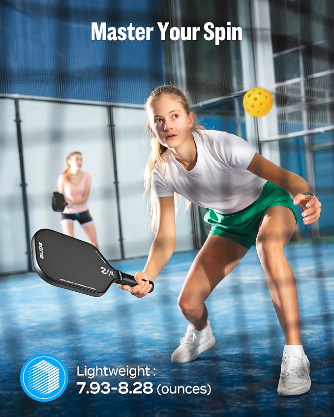 niupipo Pickleball Paddles Set of 2/4/1, USAPA Approved Carbon Fiber & Fiberglass Hybrid, Easy Power, Polypropylene Honeycomb Core, Cushioned 4.72" Grip, Bag/Cover, Pickleball Paddle Set for Men Women